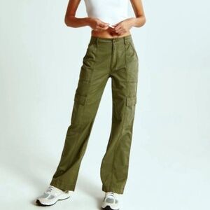 Abercrombie & Fitch Pant Cargo Cotton Utility Y2K Street Gorpcore Green 10 Long